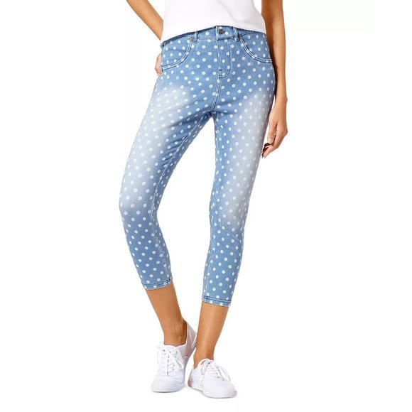 HUE Polka Dot High-Rise Denim Leggings - NWT - Size Medium - Picture 1 of 3